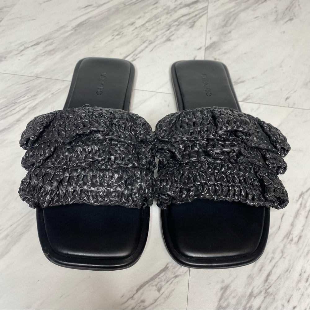 Farm Rio Black Ruffle Square Toe Slide Sandal 9 - Picture 9 of 13